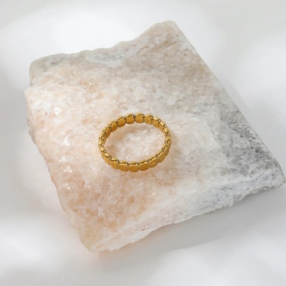 Ring Gold Dainty Ring Beaded Ring WATERPROOF Ring Perfect Stacking Ring PRETTY - Picture 10 of 14